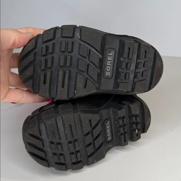 Sorrel flurry pink and black winter snow boots size youth 6 - Picture 5 of 10